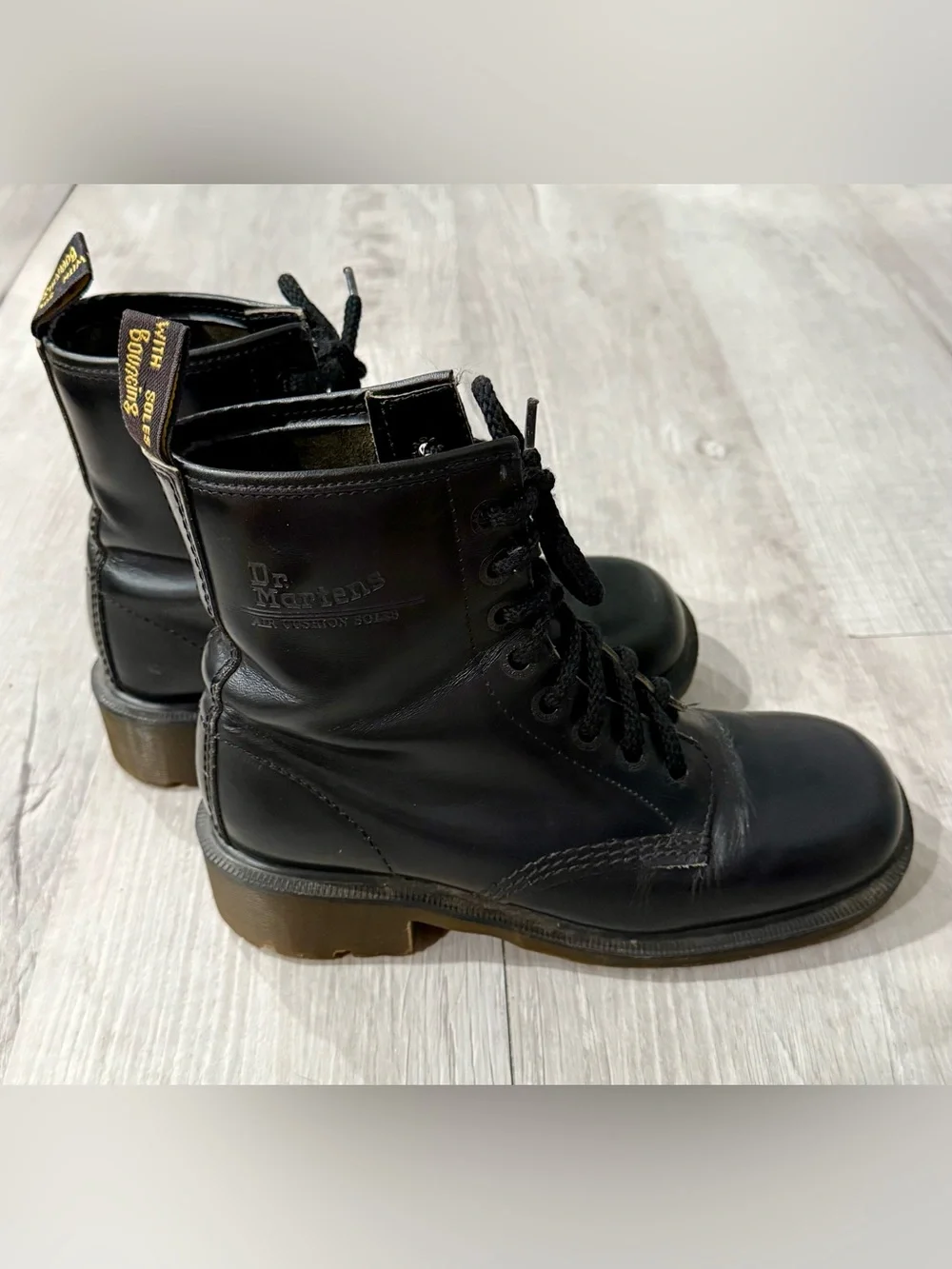 Vintage Dr. Martens Black 8-Eye Lace-Up Leather Combat Boots